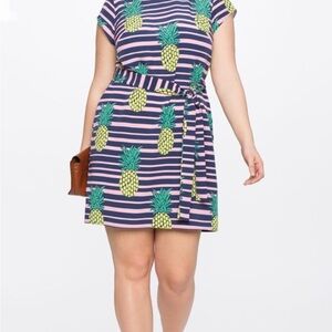 Eloquii Multicolor Pineapple Print Dress